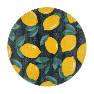 Tabla De Cortar Flores Lemones, Textura Vintage De Verano.