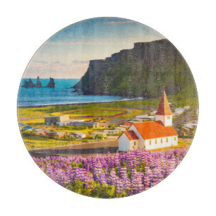 Tabla De Cortar Flores Lupines en flor en el sur de Islandia