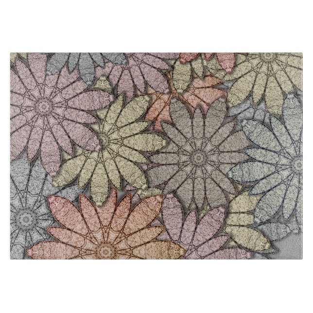 Tabla De Cortar Flores Metálicas de Vidrio (Anverso)