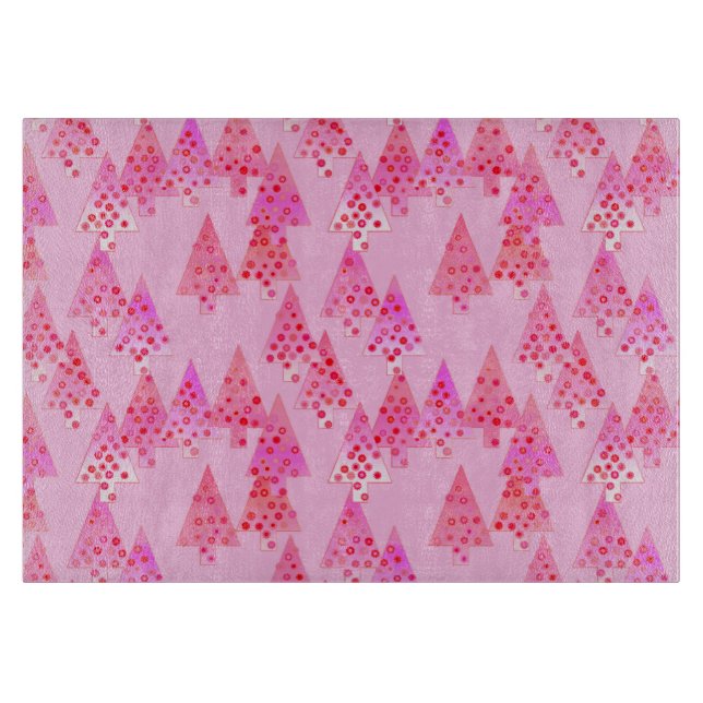 Tabla De Cortar Flores modernas árboles de Navidad - rosa pastel (Anverso)