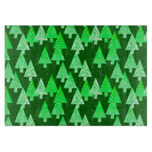Tabla De Cortar Flores modernas árboles de Navidad - verde pino