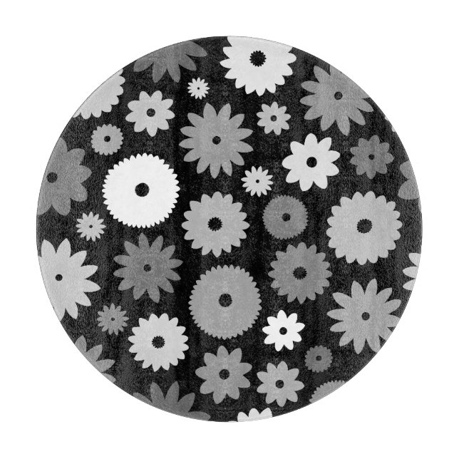 Tabla De Cortar Flores Monocromas Patrón Grande (Anverso)