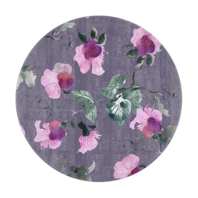 Tabla De Cortar Flores moradas: acuarela sin costuras. (Anverso)