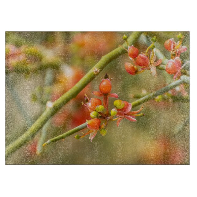 Tabla De Cortar Flores naranjas (Anverso)