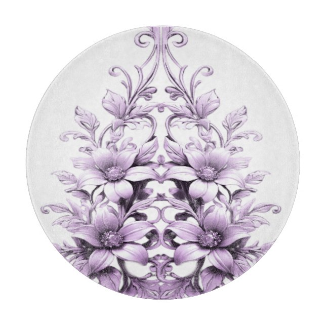 Tabla de cortar flores púrpura con estilo (Anverso)