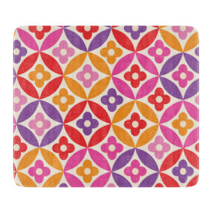 Tabla De Cortar Flores retro en el patrón de los círculos de media