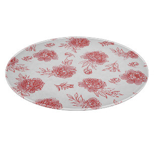 Tabla De Cortar Flores Rojas Elegantes