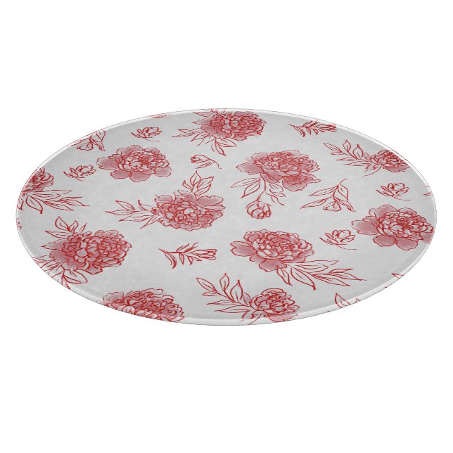 Tabla De Cortar Flores Rojas Elegantes   (Borde)
