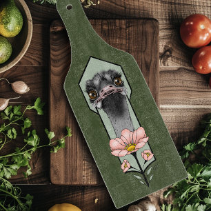 Tabla De Cortar Flores Rosa Avestruz Verde Oliva Art Déco