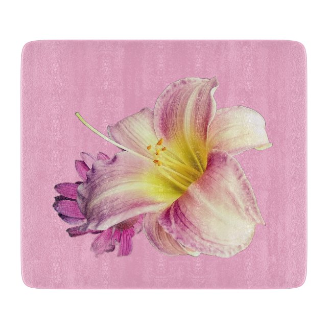 Tabla De Cortar Flores rosadas (Anverso)