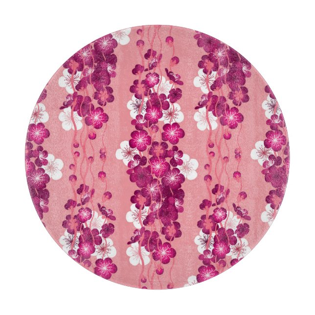 Tabla De Cortar Flores rosadas de rosa: fondo sin costuras. (Anverso)