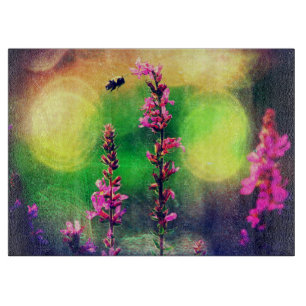 Tabla De Cortar Flores rosadas N Tablero de corte de luces de abej