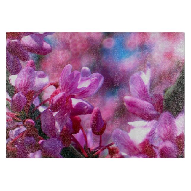 Tabla De Cortar Flores rosados de Redbud (Anverso)