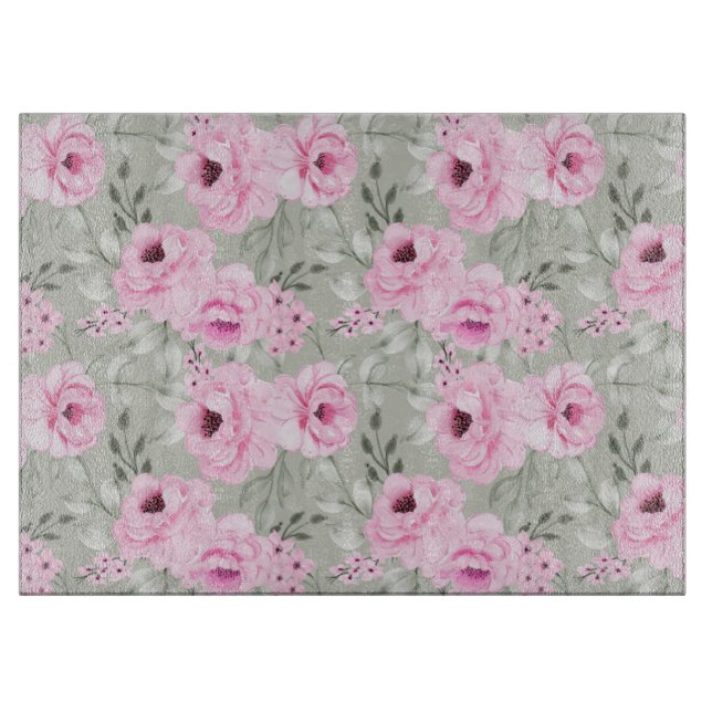 Tabla De Cortar Flores rosas (Anverso)