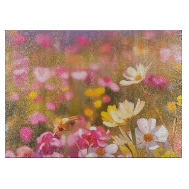 Tabla De Cortar Flores salvajes rosas Lavanda amarilla 2025 (Anverso)