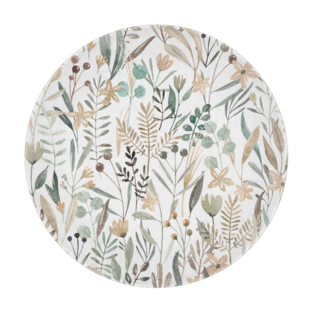 Tabla De Cortar Flores silvestres praderas: Encanto acuático. (Anverso)