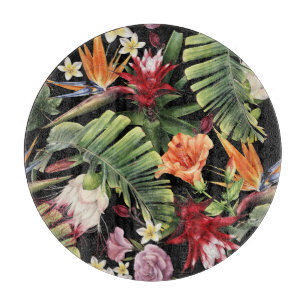 Tabla De Cortar Flores tropicales: acuarela sin costura floral