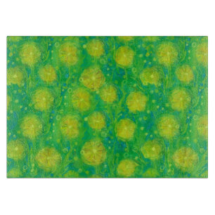 Tabla De Cortar Flores Veraniegas Florales Verde Amarillo