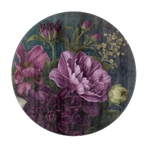 Tabla De Cortar Flores Vintage Oscuras
