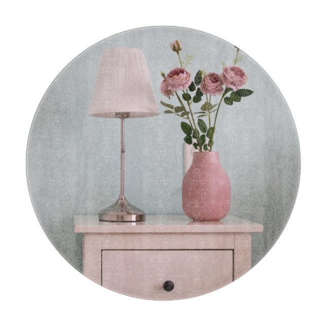 Tabla De Cortar Flowers | Pale Pink Roses on Nightstand (Anverso)