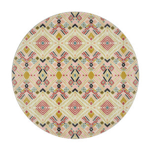 Tabla De Cortar Folclore geométrico Ikat, patrón damasco oriental.