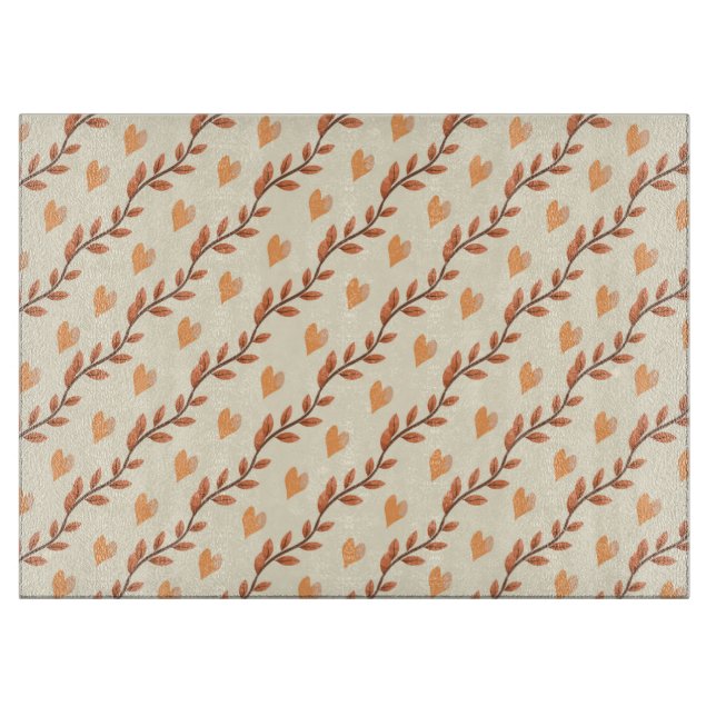 Tabla De Cortar Foliage y corazones otoñales (Anverso)