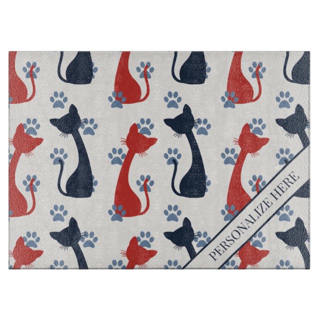 Tabla De Cortar Folk Art Cat Pattern | Farmhouse Kitchen Recipe (Anverso)