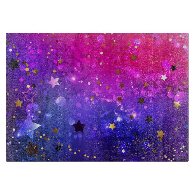 Tabla De Cortar Fondo azul rosa brillante (Anverso)