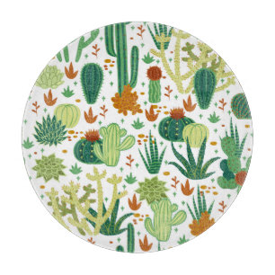Tabla De Cortar Fondo Blanco Cacti: Gráficos Vintage.