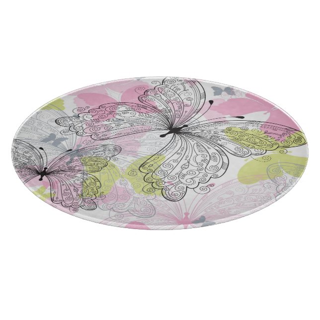 Tabla De Cortar Fondo con la mariposa (Borde)