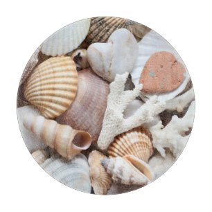 Tabla De Cortar Fondo de coral de conchas marinas con piedras
