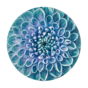 Tabla De Cortar Fondo de la macro de la flor turquesa Dahlia