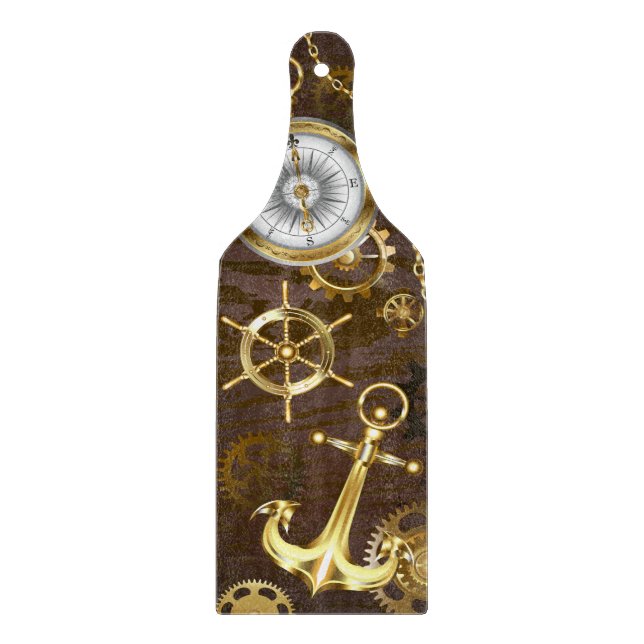 Tabla De Cortar Fondo de madera con caballito de mar mecánico (Anverso)