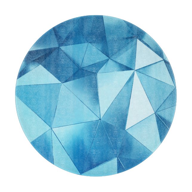 Tabla De Cortar Fondo geométrico tridimensional, azul metalizado (Anverso)