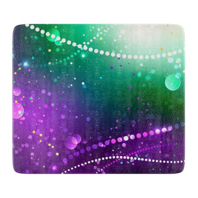 Tabla De Cortar Fondo morado festivo Mardi Gras (Anverso)
