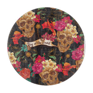 Tabla De Cortar Fondo muerto del Día de las Flores de Calavera