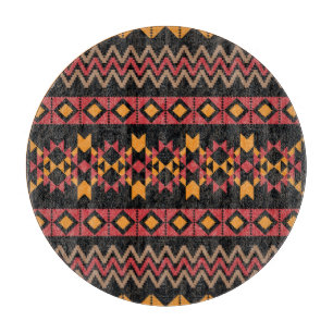 Tabla De Cortar Fondo Negro, Patrón Geométrico Moderno.
