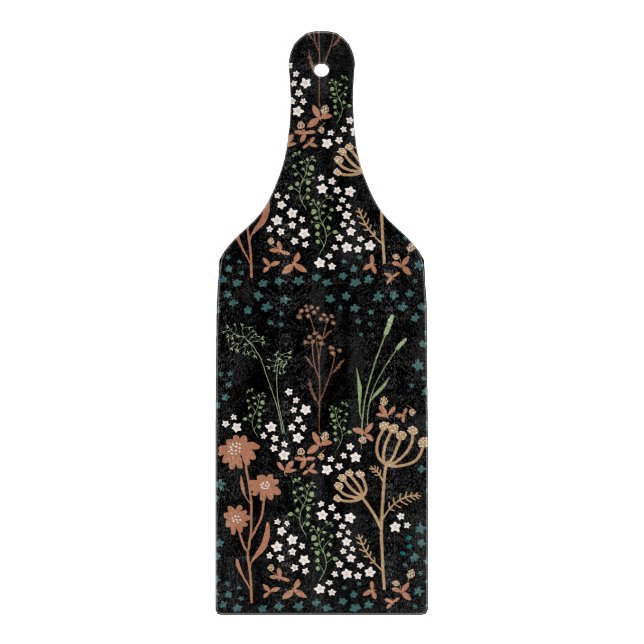 Tabla De Cortar Fondo oscuro de flores de pradera (Anverso)