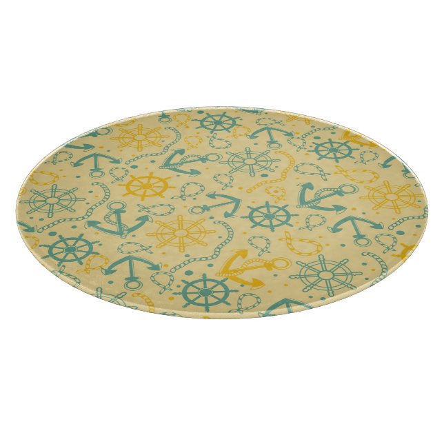 Tabla De Cortar Fondo retro con anclas, cuerdas (Borde)
