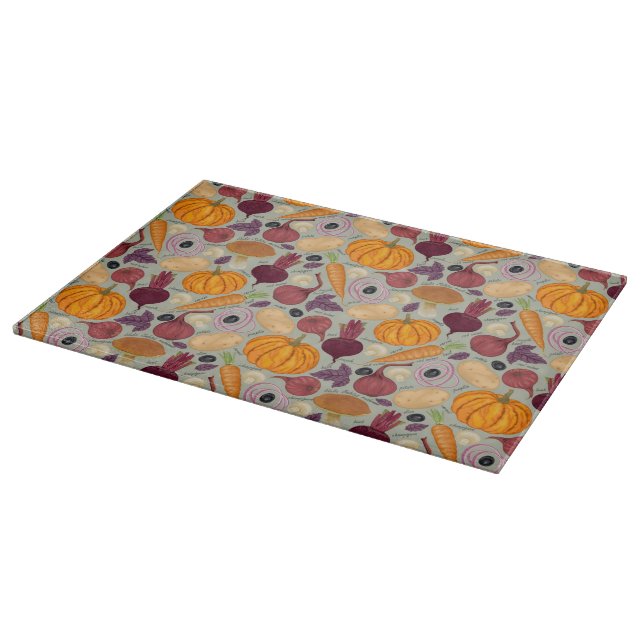 Tabla De Cortar Fondo retro de verduras frescas (Borde)