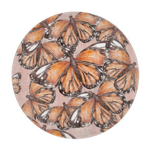 Tabla De Cortar Fondo rosa de las mariposas del Almirante Rojo