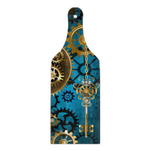 Tabla De Cortar Fondo turquesa de vapor con engranajes