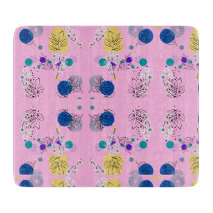 Tabla De Cortar Formas Botánicas Abstractas Florales Boho Rosa Mod