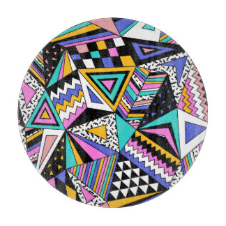 Tabla De Cortar Formas Geométricas Retro: Vintage colorido.