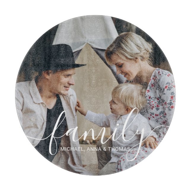 Tabla De Cortar Foto de familia de personalizados con nombre perso (Anverso)