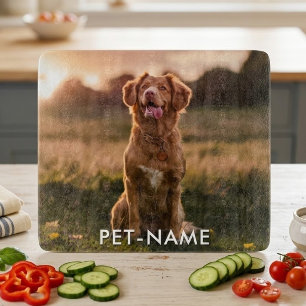 Tabla De Cortar Foto personalizada con el nombre de tu perro