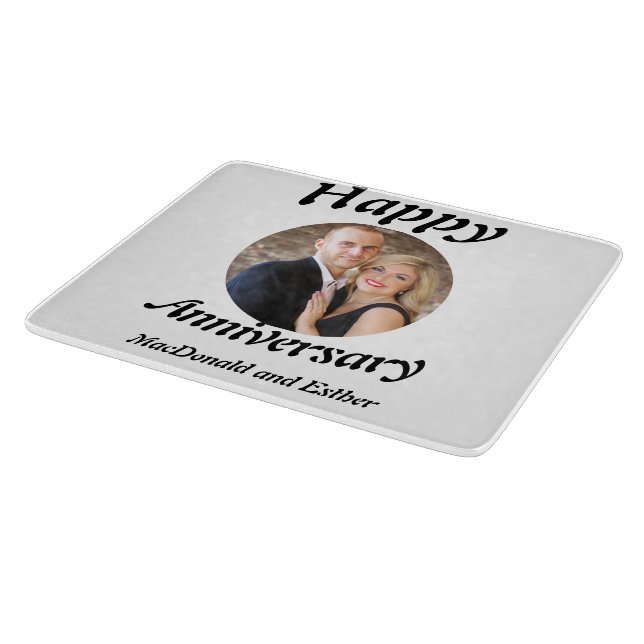 Tabla De Cortar Foto personalizada de Aniversario Feliz (Borde)