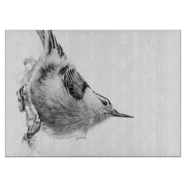 Tabla De Cortar Fotografía de aves blancas nuthatch (Anverso)