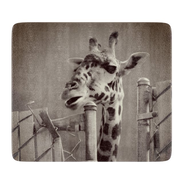 Tabla De Cortar Fotografía de jirafa - estilo vintage (Anverso)