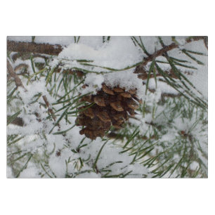 Tabla De Cortar Fotografía de la naturaleza de la nieve de Pine Co